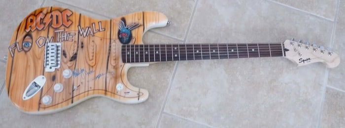 Angus Young & Malcom Young SIgned AC/DC Airbrushed Guitar (PSA LOA)