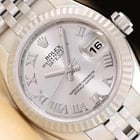 ROLEX LADIES DATEJUST 179174 SILVER ROMAN DIAL 18K GOLD STEEL JUBILEE WATCH