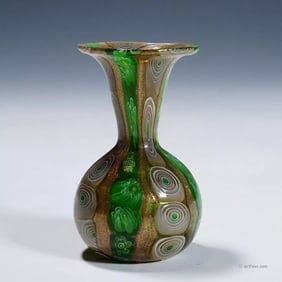 Antique Murrine Vase with Aventurine, Fratelli Toso Murano ca. 1920s