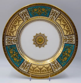 Incredible Heavy Raised Paste Gold Minton Cabinet / Service Plate - Circa 1940