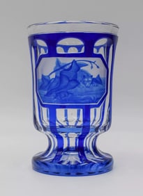 Bohemian Art Glass Double Overlay Tumbler - Franz Zack Circa 1860