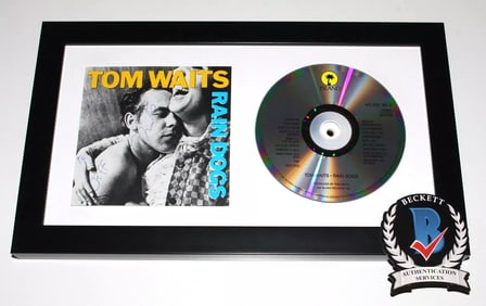 TOM WAITS SIGNED FRAMED 'RAIN DOG' CD COVER ALBUM BECKETT COA SINGER AUTOGRAPH