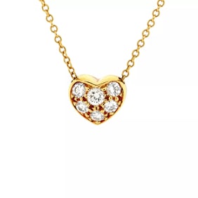 Tiffany & Co. Heart Pendant Necklace 18K Yellow Gold with Diamonds