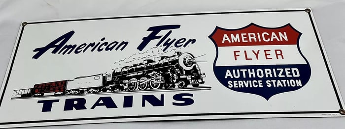 Ande Rooney porcelain sign American Flyer Large 18?? x 7.5