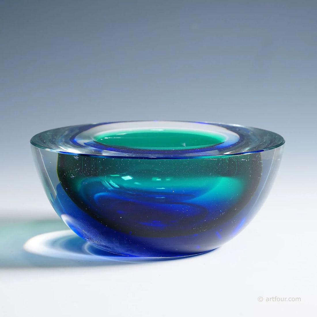 Archimede Seguso Geode Bowl in Blue and Green, Murano Italy ca. 1960s (1 of 5)