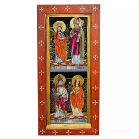 Antique Oil Painting With Four Saints, Germany ca. 1920s