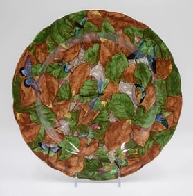 Copeland Spode Leaf, Butterflies and Dragonflies Cabinet Plate, Circa 1910