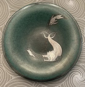 Art Deco Silver Overlay Gustavsberg Argenta-Art Pottery Charger - Sweden