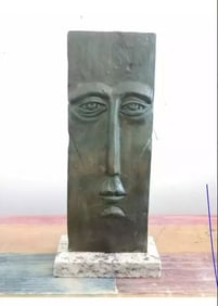 SERGIO BUSTAMANTE BRONZE SCULPTURE " SQUARE FACE" SIGNED AND NUMBERED