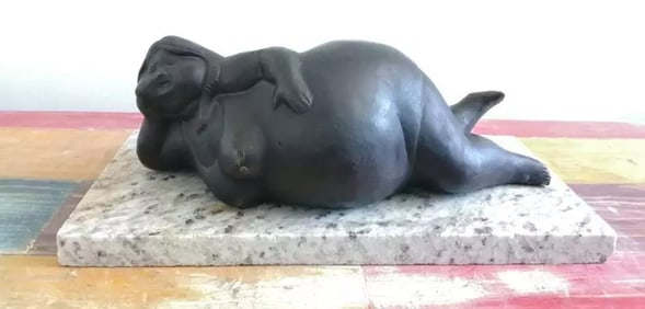 FERNANDO BOTERO " RECLINED WOMAN " BRONZE SCULPTURE SIGNED & NUMBERED