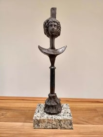 DIEGO GIACOMETTI BRONZE SCULPTURE "TETE DE FEMME" SIGNED AND NUMBERED