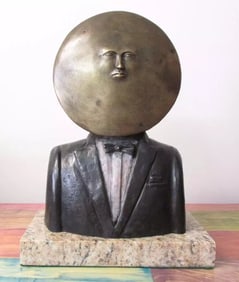 SERGIO BUSTAMANTE " GENTLEMEN MOON " BRONZE SCULPTURE SIGNED AND NUMBERED