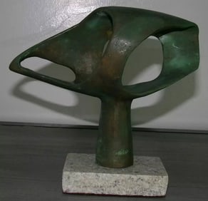 BARBARA HEPWORTH BRONZE SCULPTURE " HEAD I " SIGNED AND NUMBERED