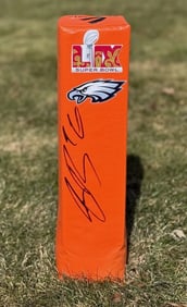 SAQUON BARKLEY Signed Super Bowl LIX Football Pylon PHILADELPHIA EAGLES (PSA COA)