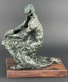 Signed Najim H Chechen Patinated Bronze Modern Art Sculpture "Poet" dated 1985