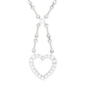 Tiffany & Co. Open Heart Pendant Necklace Platinum and Diamonds