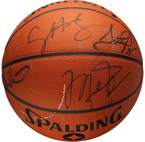1990-91 Chicago Bulls Multi-Signed Basketball w/10 Signatures Including Michael Jordan (PSA LOA)