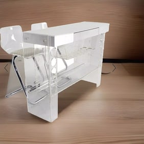 Mid-Century Modern Chrome and Lucite Bar~(54?W × 18?D × 41?H)