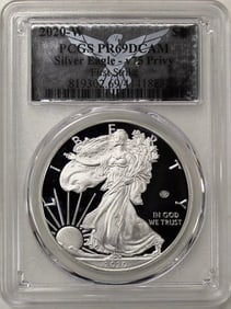 2020 W $1 Silver Eagle End of WWII V75 Privy PCGS PR69 DCAM First Strike