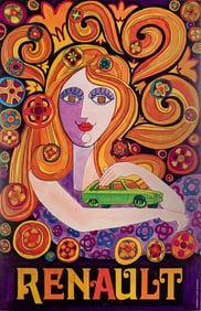 Original Psychedelic Poster, Renault R16, Car, Pop Art, Hippy, Automobile, 1970~(15.4" x 23.5")