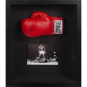 MUHAMMAD ALI SIGNED BOXING GLOVE SHADOWBOX (PSA)