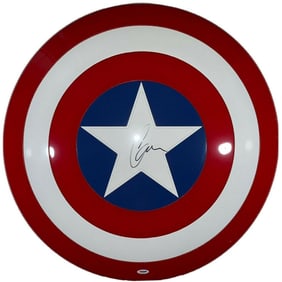 CHRIS EVANS SIGNED AUTOGRAPHED CAPTAIN AMERICA SHIELD MARVEL AVENGERS BAS ITP