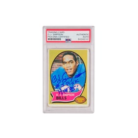 1970 Topps O.J Simpson Signed "#1 Pick HOF 85" Inscribed PSA AUTHENTIC