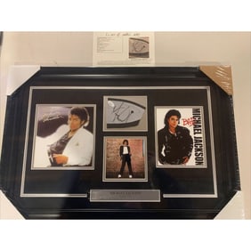 Michael Jackson Signed Cut Photo Collage Framed (JSA LOA)
