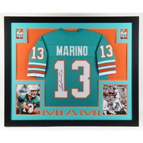 Dan Marino Signed 35x43 Custom Framed Jersey Display (JSA Hologram)
