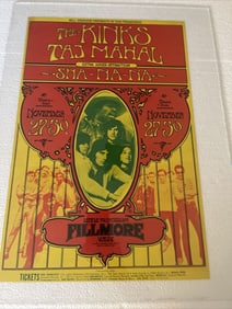 Vintage 1969 BG # 204 The Kinks, Taj Mahal, Sha-Na-Na Original Fillmore Poster