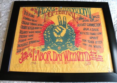 Vintage Texas International Pop Festival 1969 Concert Poster Led Zeppelin