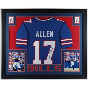 Josh Allen Signed Bills 35.5x43.5 Custom Framed Jersey Display (Beckett Hologram)