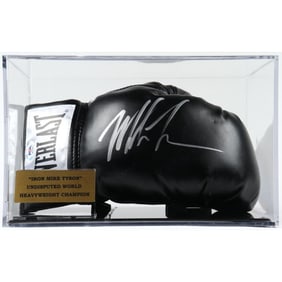 Mike Tyson Signed Everlast Boxing Glove With Display