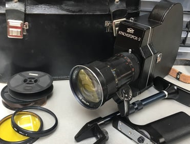Krasnogorsk-3 16mm Vintage Movie Camera+Soviet Lens Meteor 5-1 17-69mm f1.9??