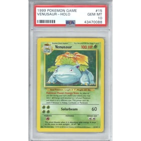1999 Pokemon Game 15 Venusaur Holo PSA 10