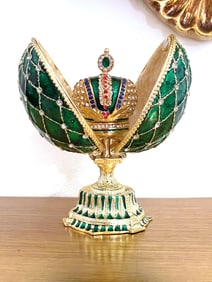 Imperial Collection Faberge Eggs Royal Easter Egg Trinket 24k GOLD Fabergé 5.1"