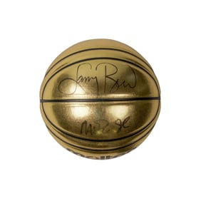 Magic Johnson & Larry Bird Signed GOLD Molten Basketball (Beckett Witnessed)