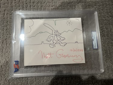 Matt Groening Signed Sketch 1988 Auto PSA Encapsulated Autograph Pre Simpsons