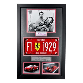 Enzo Ferrari Car License Plate Framed Memorabilia 1929 F1 Formula 1 8x10 Photo