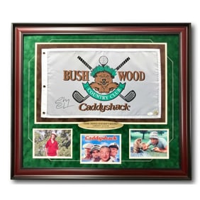 Chevy Chase Signed Caddyshack Flag Frame Collage (JSA COA)