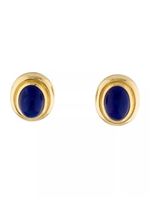 TIFFANY & CO. PALOMA PICASSO 18k Yellow Gold & Lapis Earrings Circa 1988 Vintage