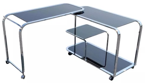 Milo Baughman DIA Design Institute of America Mid Century Chrome Glass Bar Cart