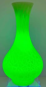 Rare Murano Art Deco Mid Century Cased Uranium Vaseline Glass 14" Vase Lamp Base