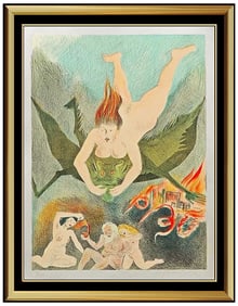 Raphael SOYER SIGNED DELUXE Nude Color Lithograph Isaac Singer Artwork Mirror