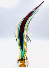 AMAZING MURANO ANGEL FISH SCULPTURE BY: OSCAR ZANETTI SOMMERSO HUGE EUC