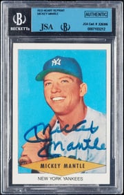 Mickey Mantle Signed 1954 Red Heart RP Baseball Card Beckett & JSA COA