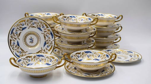11 Copeland Grosvenor Cream Soup/Dessert Bowls & Underplates Made for Tiffany