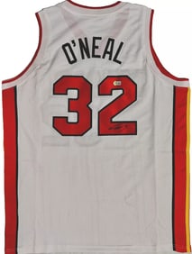 Shaq Shaquille O'Neal Signed White Red Jersey Auto Beckett BAS Witnessed
