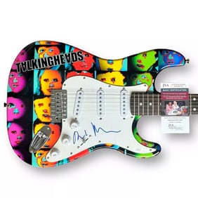 David Byrne Signed Guitar Custom Graphics JSA COA Talking Heads Remain In Light