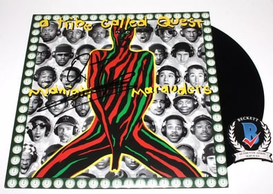 Q-TIP SIGNED A TRIBE CALLED QUEST MIDNIGHT MARAUDERS ALBUM VINYL RECORD BECKETT